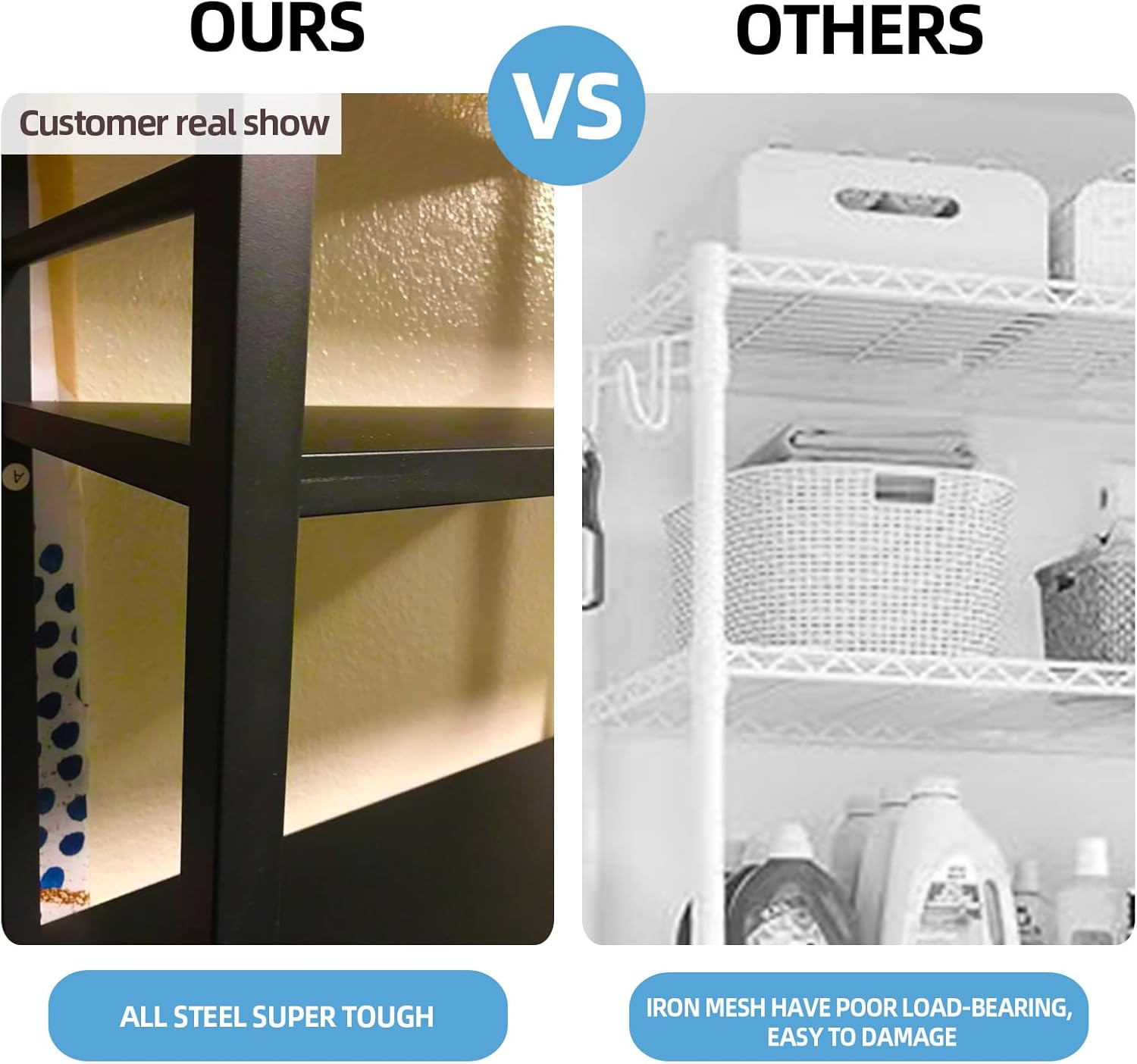 VZONE Over The Washer and Dryer Storage Shelf - All Steel Laundry Room Organizer Standing Shelf, Heavy Duty Clothes Drying Rack with Rod, Super Tough 28.74