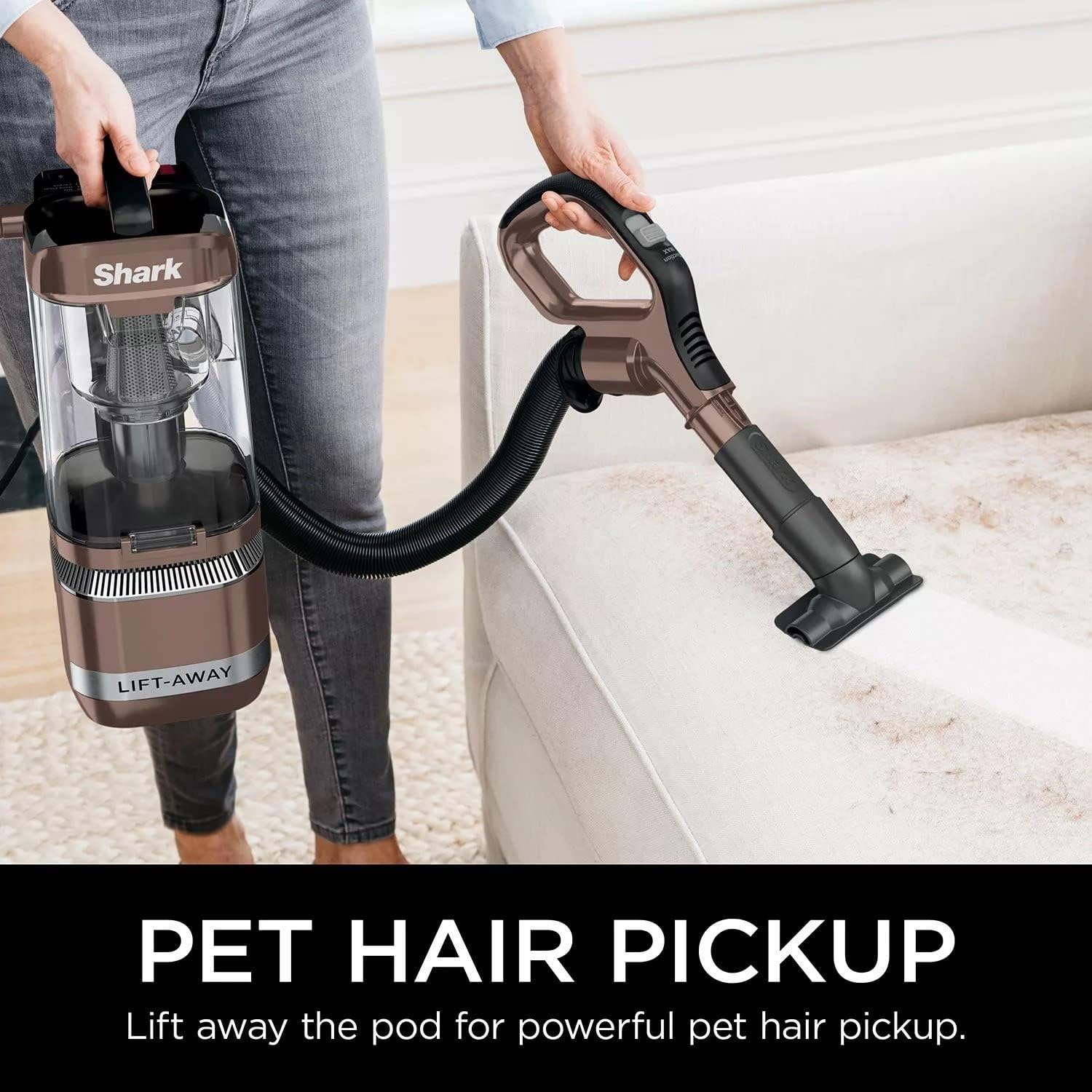 SHARK LA455 Rotator Vaccum Upright Vacuum with Self-Cleaning Brushroll Powerful Pet Hair Pickup and HEPA Filter, Lift-Away w/DuoClean, Brown
