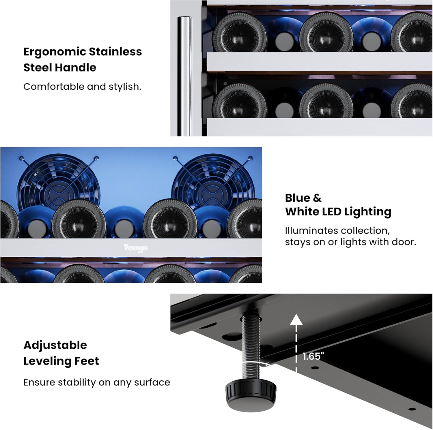 Yeego 48 Inch Wine and Beverage Refrigerator (2 x 24 Units), 238 Can and 89 Bottle Capacity Fridge, 40-65℉ Wine Cooler, 304 Stainless Steel Glass Door with Lock, Perfect for Home/Kitchen/Office/Bar