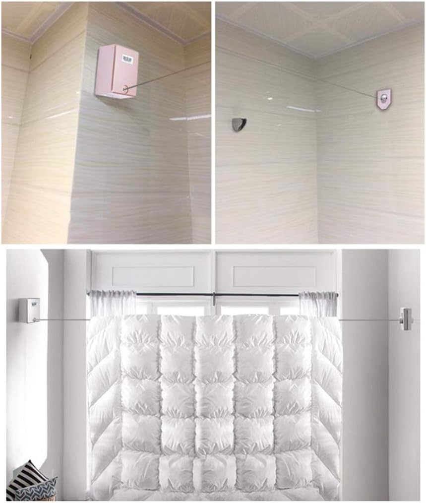 Laundry Rack, Wall Mounted Clotheshorse, Indoor Dryer Airer Retractable Clothes Drying Rope Washing Line 4.2m Drying Space No Drilling