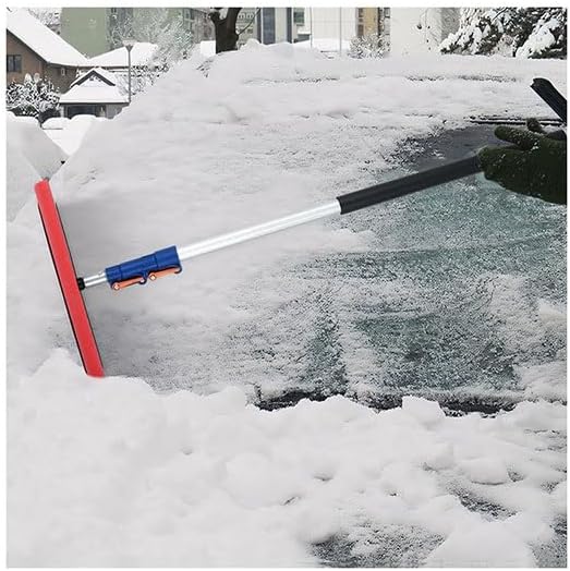 Extendable Telescopic Car Snow Brush & Ice Scraper - Durable Winter Snow Removal Tool for Windshield, Roof, and Windows, Adjustable Handle for Easy Reach