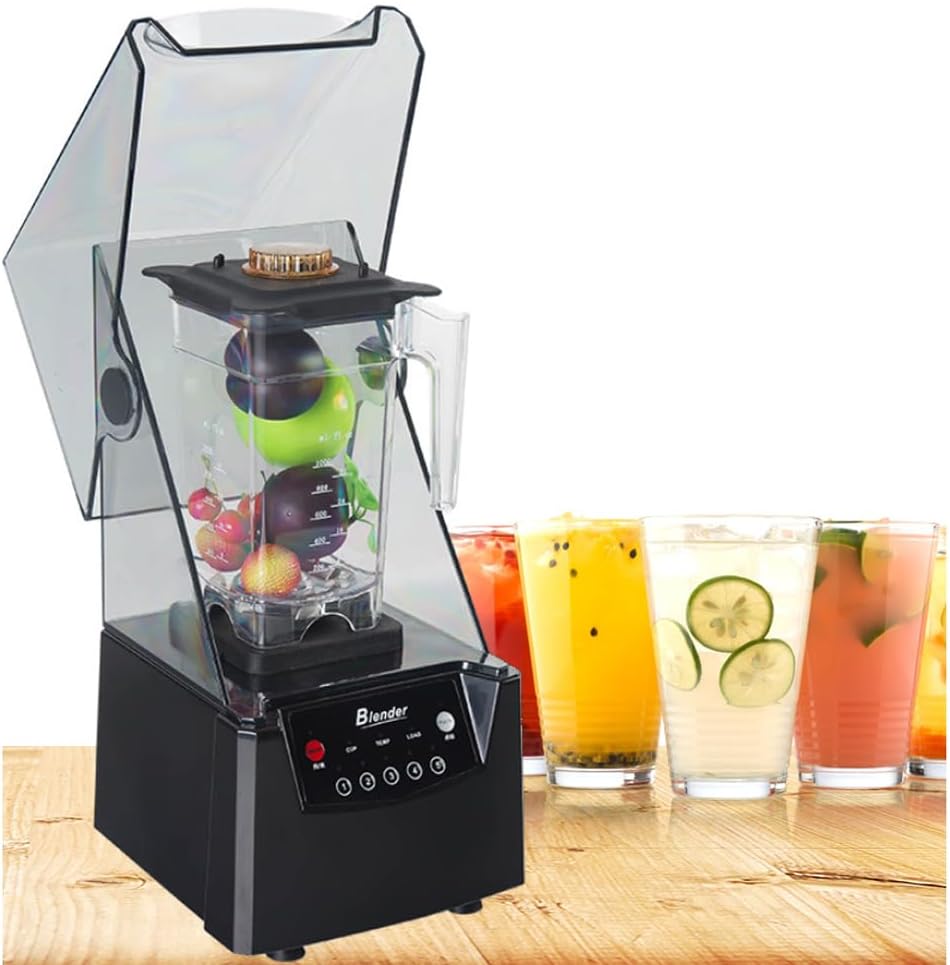 Blender Smoothie Maker, Portable Blender with 5 Presets, 2200W Glass Jug Blender Mixer with 6 Stainless Steel Ice Crusher Blades, 17000 RPM Shredded Ice With Hood Soundproof Smoothie Blender, for Kitc