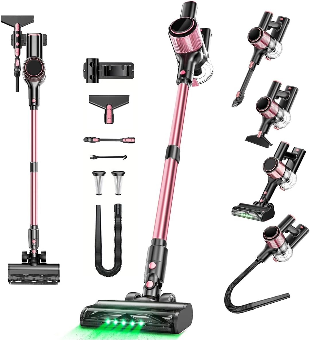 LED Cordless Stick Vacuum Cleaner for Apartments – Lightweight 4-in-1 Rechargeable Vacuum with LED Headlight, Quiet Strong Suction, Self-Standing & Easy Storage for Hardwood Floors & Carpets