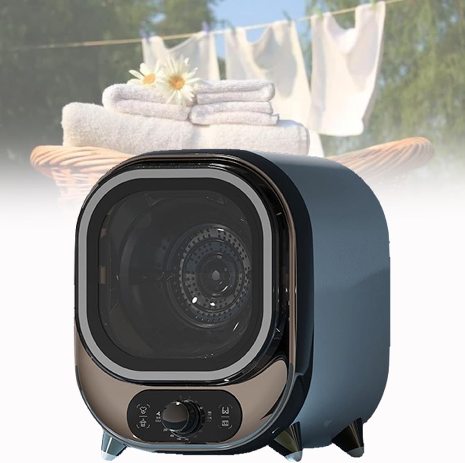 Small Tumble Dryer, Portable Tumble Dryer, Vented Tumble Dryer, 0.8kg Capacity, for Counter Top or Wall Mounted Use, Compact, Mini Spin Dryer,Green (Green)