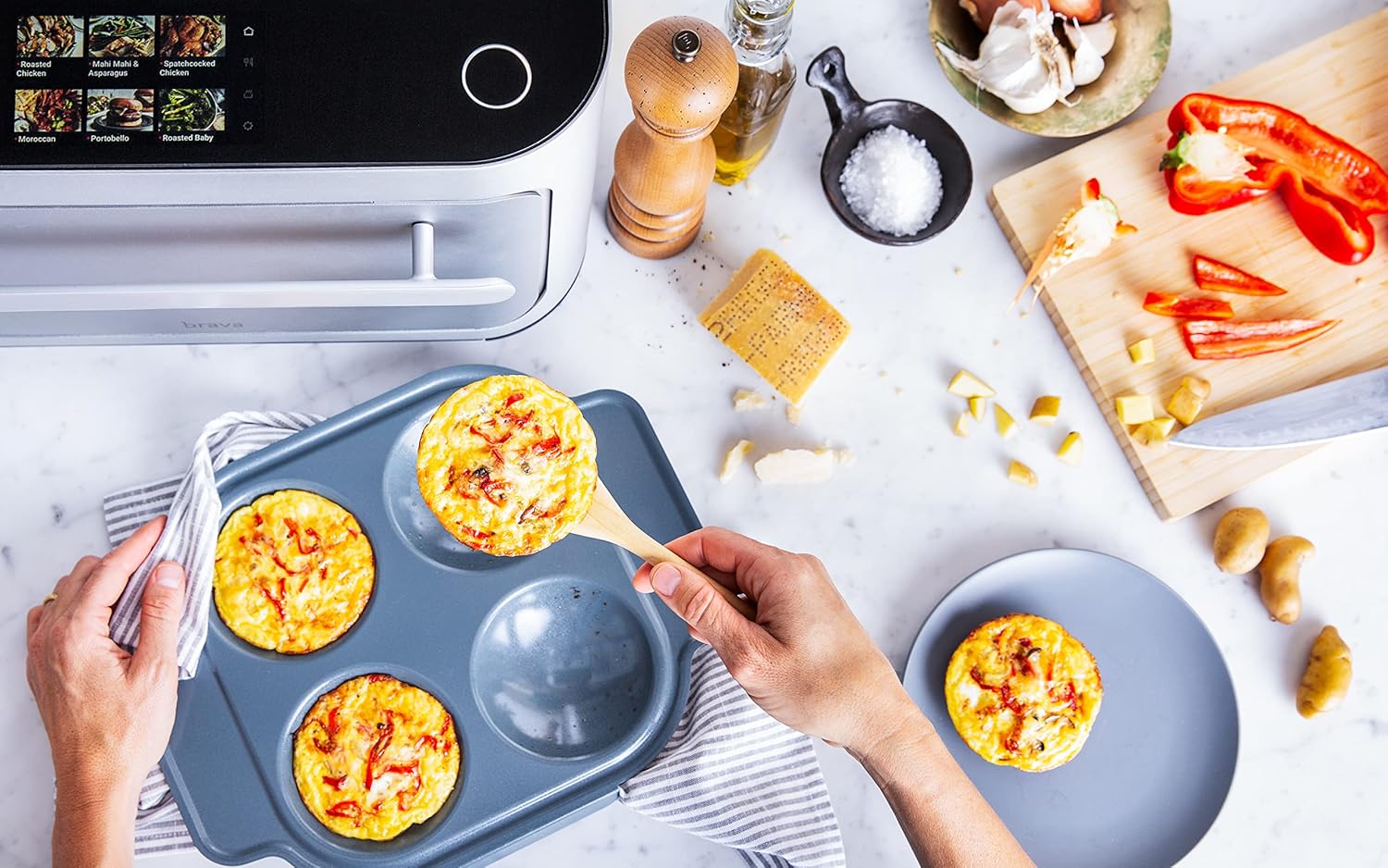 Brava Oven Chef's Choice Set: 10-in-1 Touchscreen Countertop Smart Oven, Air Fryer, 6-Slice Toaster, Slow Cooker, Reheater, Dehydrator, Rice Cooker, Healthy & User Friendly, Auto-Shut Off, Black