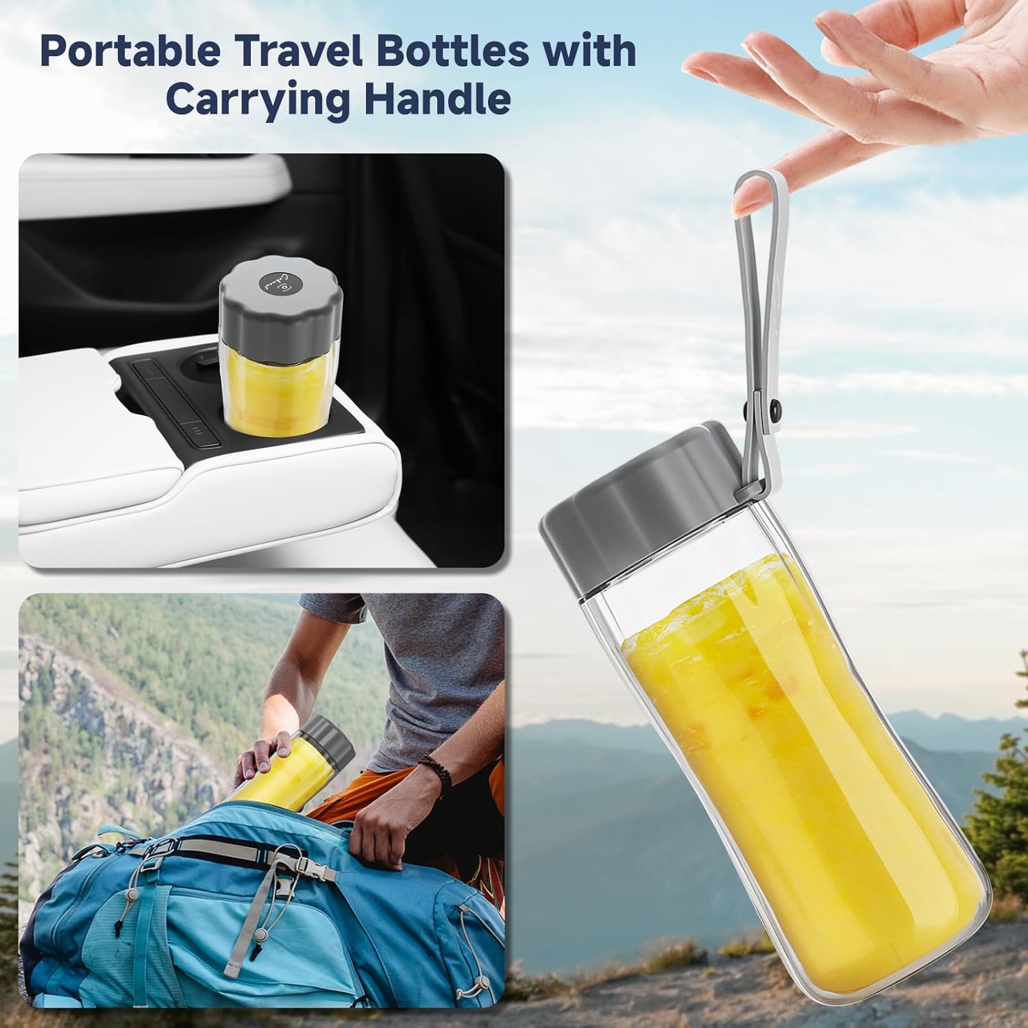 COKUNST 17Oz Portable Blender for Shakes and Smoothies, USB Rechargeable Smoothie Blenders with 6 Blades, Mini Mixer Personal Blender Juicer with Extra Handle Lid for Travel Gym Picnic Office, Grey