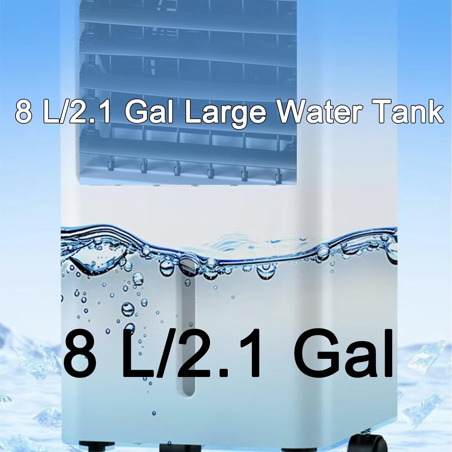 Evaporative Air Cooler, 3-in-1 Indoor Swamp Cooler Air Conditioner with 8 L/2.1 Gal Water Tank, 3 Speed 36 dB, 2 Ice Packs, 90° Oscillation, for Indoor, Bedroom(White)