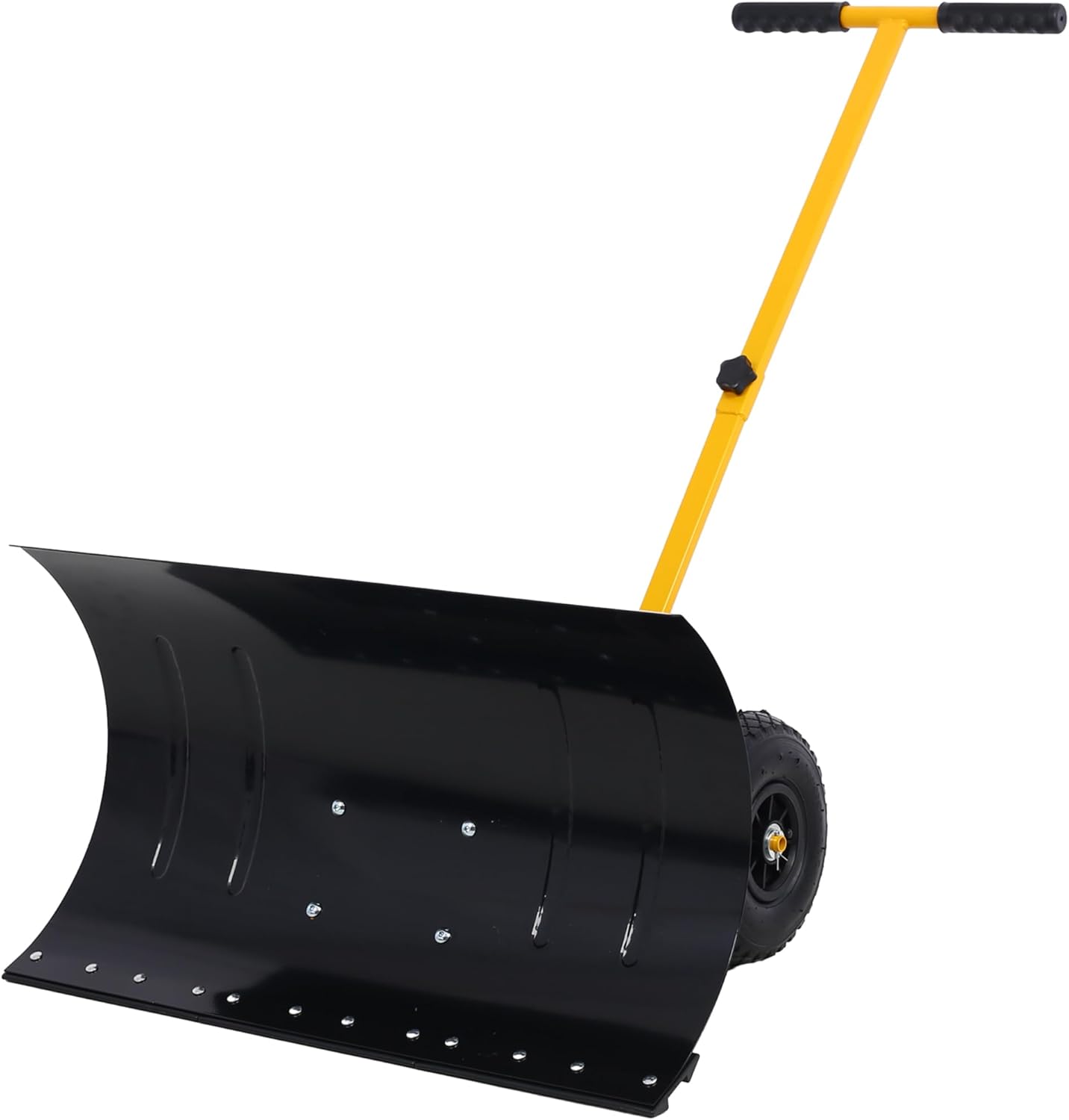 Snow Shovel with Wheels, Snow Pusher, Cushioned Adjustable Angle Handle Snow Removal Tool, 29