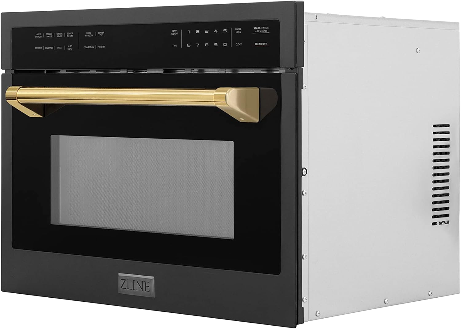 ZLINE Autograph Edition 30” 1.6 cu ft. Built-in Convection Microwave Oven in Black Stainless Steel and Champagne Bronze Accents