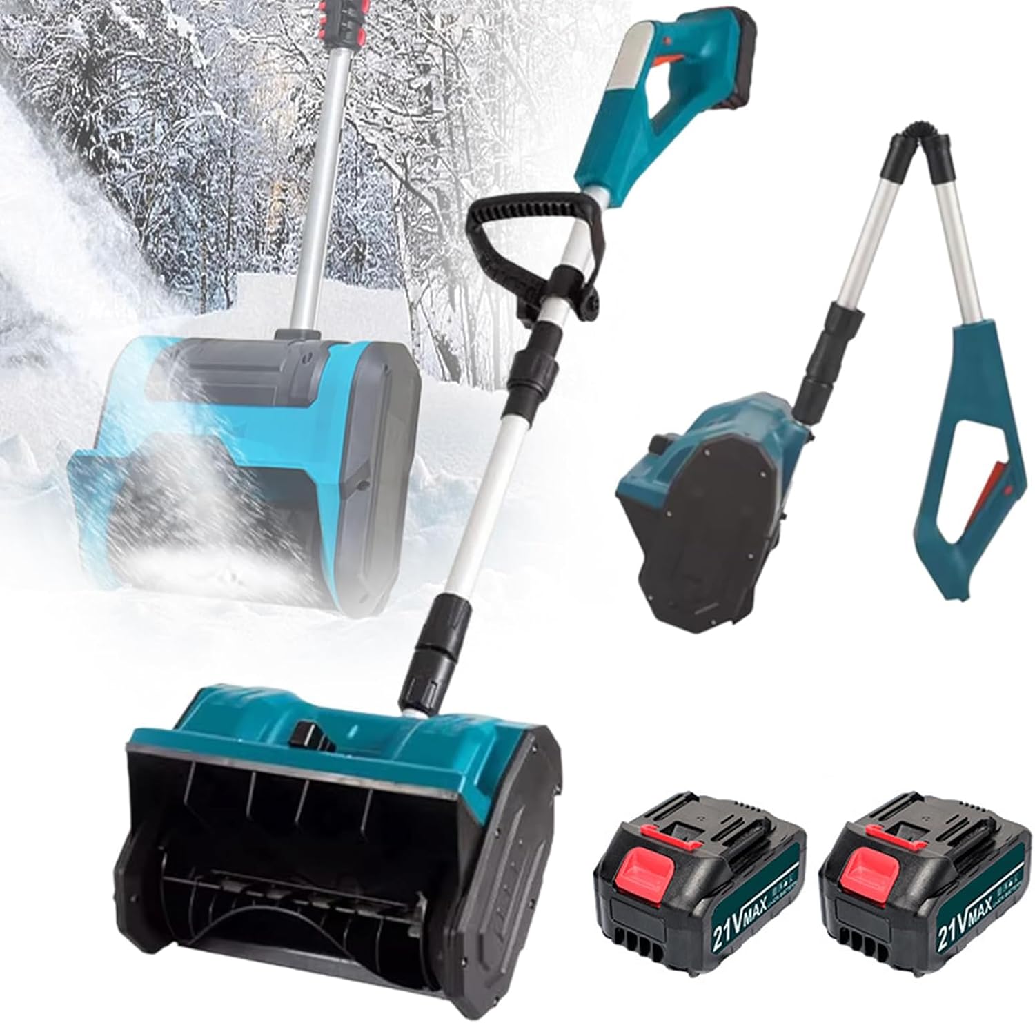 Electric Foldable Snow Blower, 1200W Brushless Snow Shovel, Cleaning Width 32cm, Length Adjustment Rotation, 45° Adjustable Left and Right, for School Roads Driveways