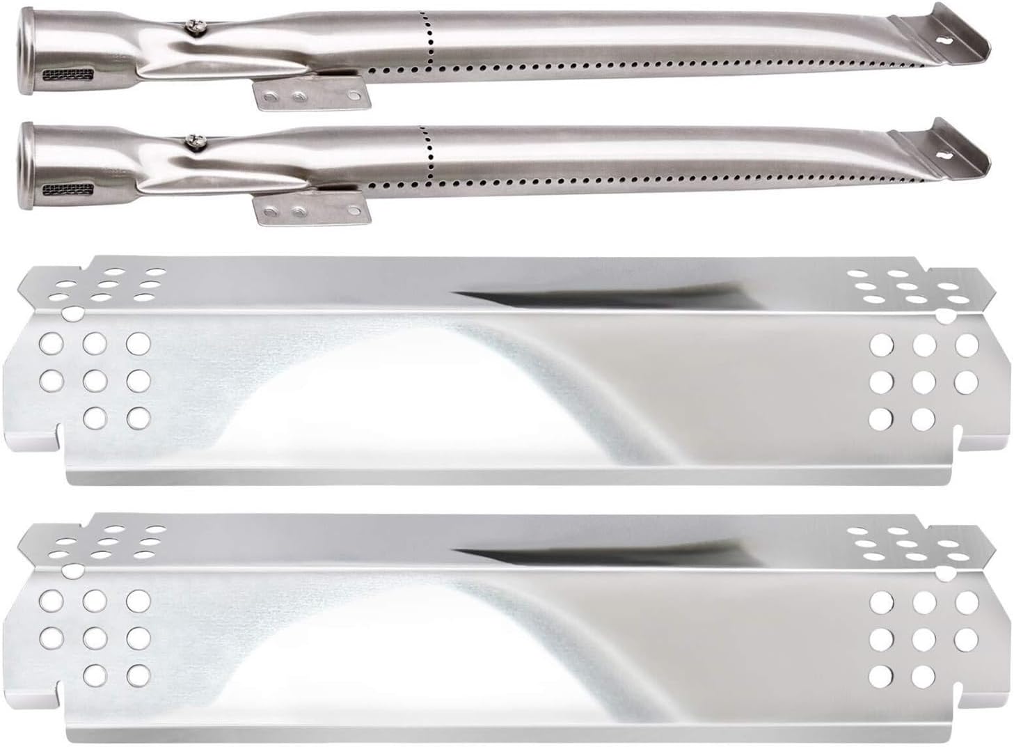 Adviace Grill Replacement Parts for 720-0888, 720-0888N, 720-0830H Gas Grill Models, 5 Pack Stainless Steel Pipe Burners and Heat Plates Kit for Nexgrill Replacement Parts