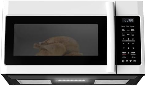 BLACK+DECKER Over the Range Microwave Oven with Vent and One-Touch Auto Cooking, 1.7 cu. ft. OTR Over Stove Microwave, White, 1000 Watts, EM044K6CF-WH