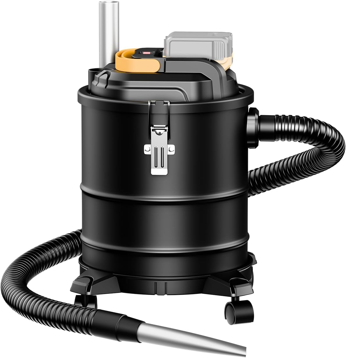 DeForce Cordless Ash Vacuum, for DeWalt 20V Max Battery, 4-Gallon Portable Vacuum Cleaner, Black, with Hose Nozzles HEPA Filters Wheels, for Pellet Wood Stove BBQ Grill (Bare Tool ONLY)