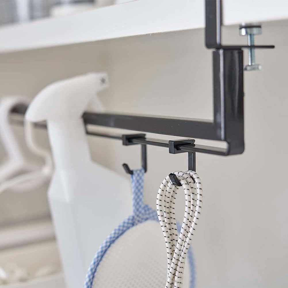 Yamazaki 5647 Telescopic Under Shelf Storage Hanger, Black, Approx. W 18.3-31.5 x D 3.9 x H 4.3 inches (46.5-80 x 10 x 11 cm), Tower, Over Washing Machine Storage, Hanging, Laundry Storage