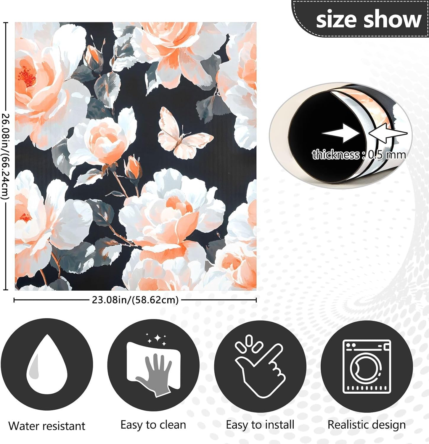 Dishwasher Magnet Cover Large Magnetic Stickers Orange Flower Pattern Front Dishwasher Cover Reusable Decal for Home Kitchen Anti-Scratch Refrigerator Decorative Lid Washing Machine Laundry 23
