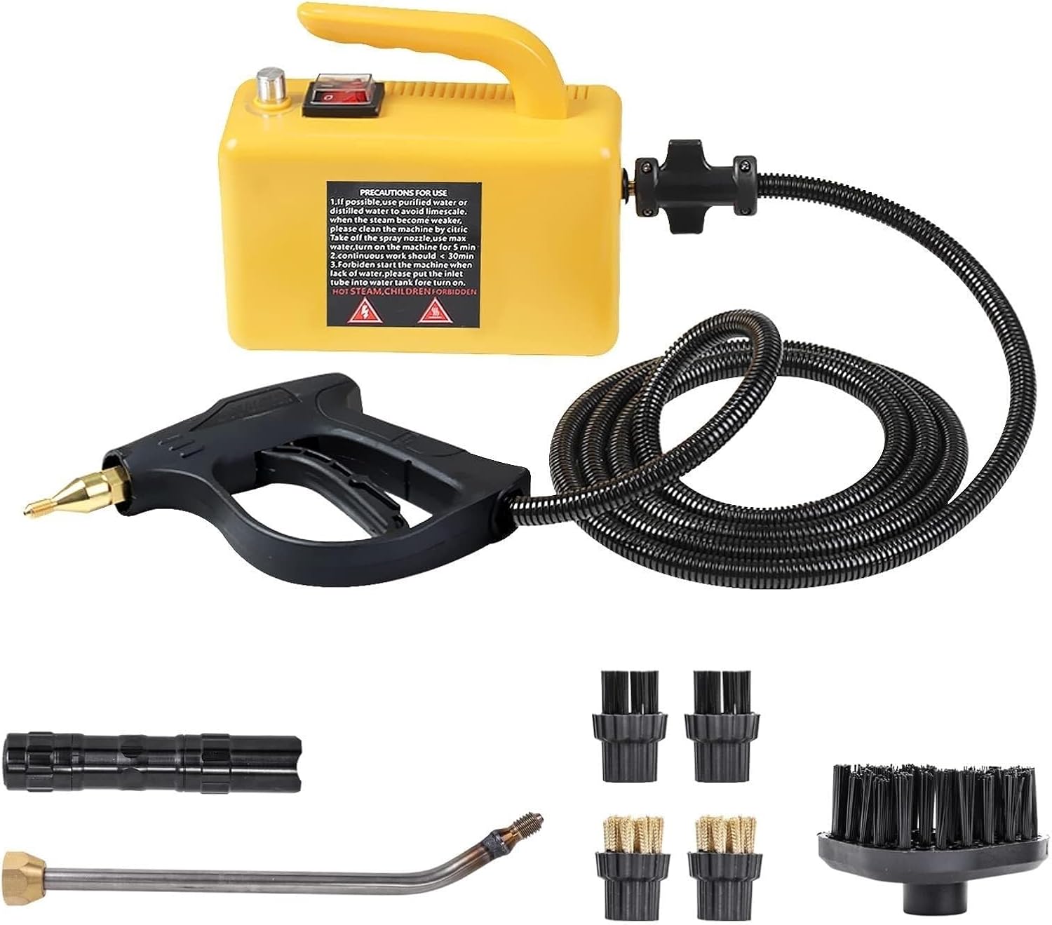 High Pressure Commercial Steam Cleaning System Hand-held 3Bar Pressurized Steam Cleaner, Portable Steam Cleaner(Yellow,220v)