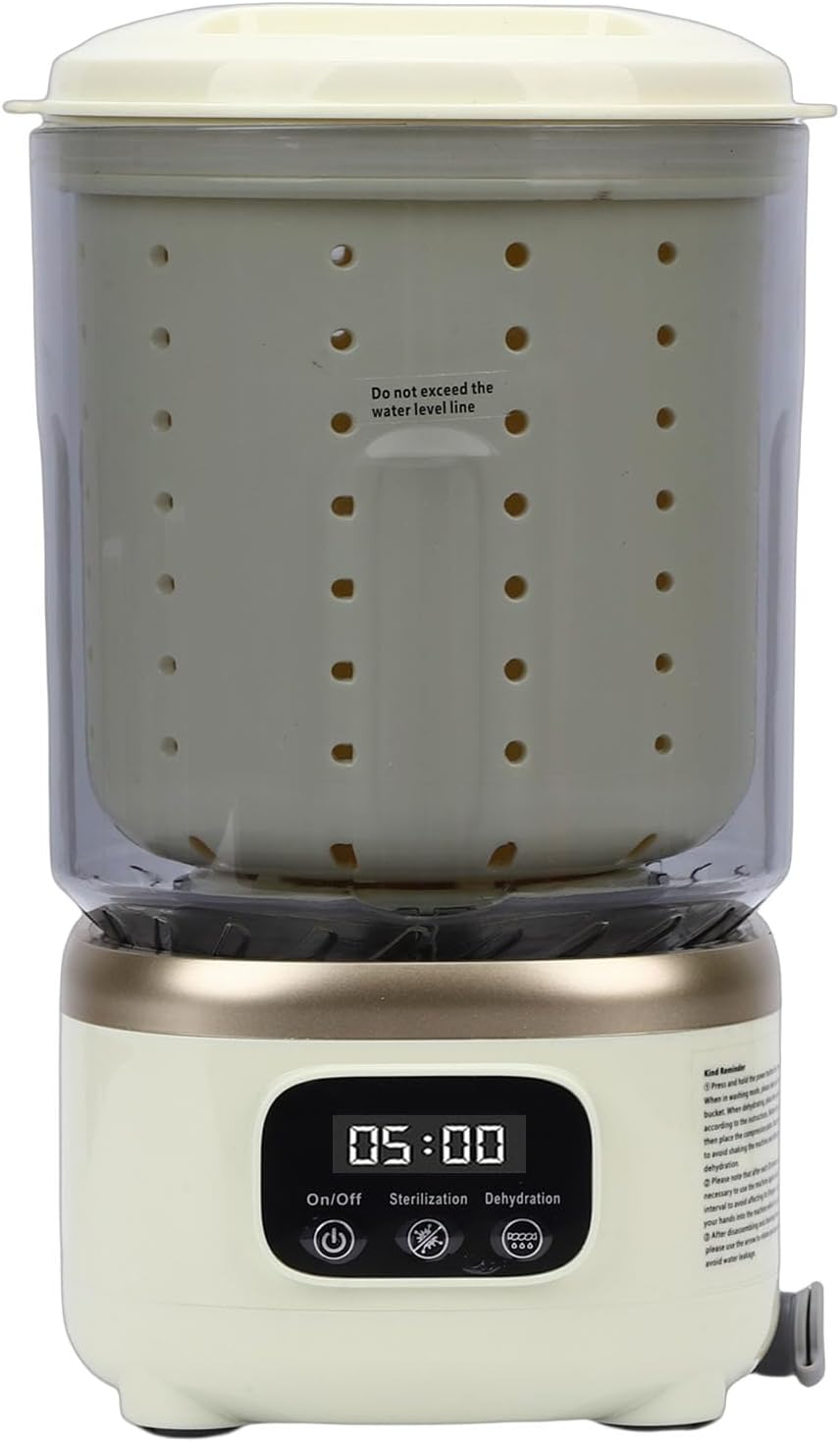 Portable Washing Machine 2L Spin Dry Rechargeable Cordless Mini Underwear Laundry Washer for Travel Apartment Dorm (Beige)