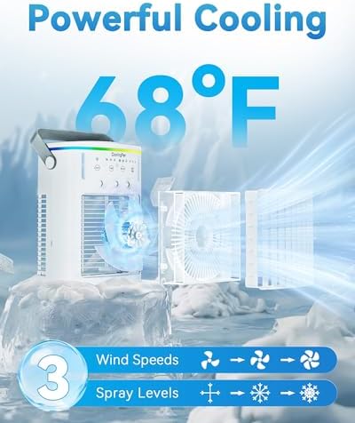 Portable Air Conditioners Cooling Fan: 2025 Upgraded 4-IN-1 Portable AC Unit with 2 Cooler Mist & Speeds1200ml Remote Control Air Conditioner Ultra-Quiet Design Evaporative for Home,Bedroom,Camping