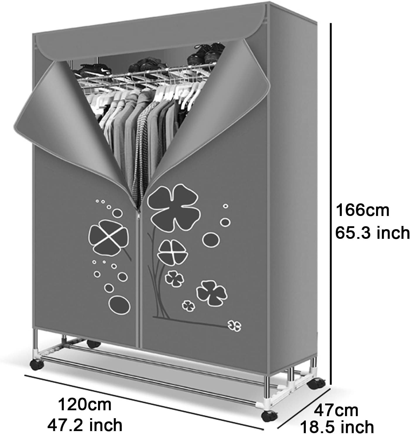 Electric Clothes Dryer, Portable 3-Tier 1200w Stainless Steel Electric Clothes Drying Rack Foldable 166cm, 40kg Large Capacity for Home Household Cloth Drying The New