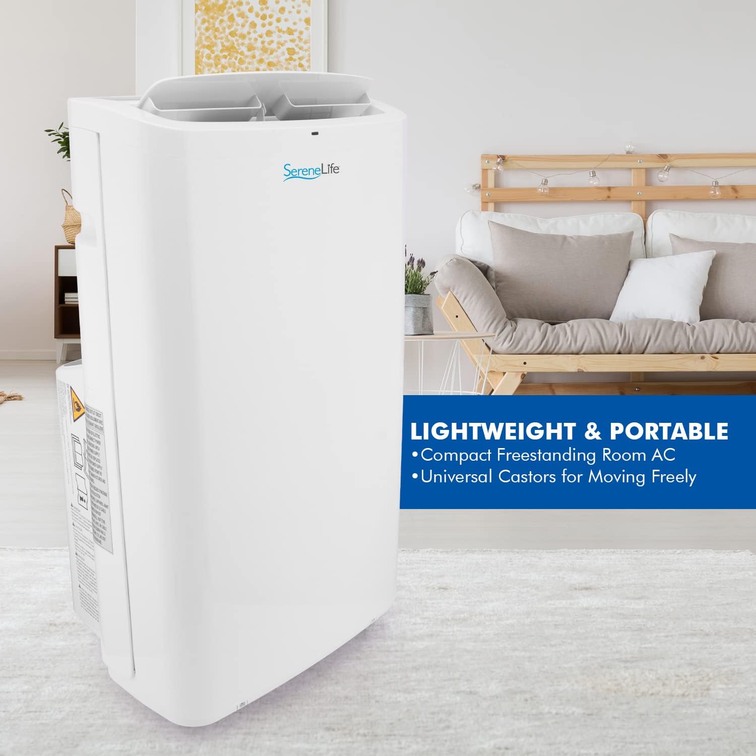 SereneLife Small Air Conditioner Portable 14,000 BTU with Built-in Dehumidifier - Portable AC unit for rooms up to 650 sq ft - Remote Control, Window Mount Exhaust Kit