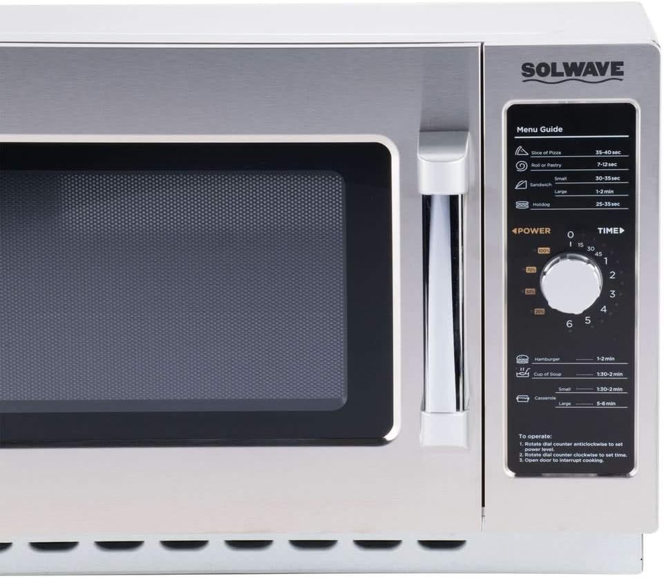Solwave 1000W Stackable Commercial Microwave with Large 1.2 cu. ft. Interior and Dial Controls - 120V