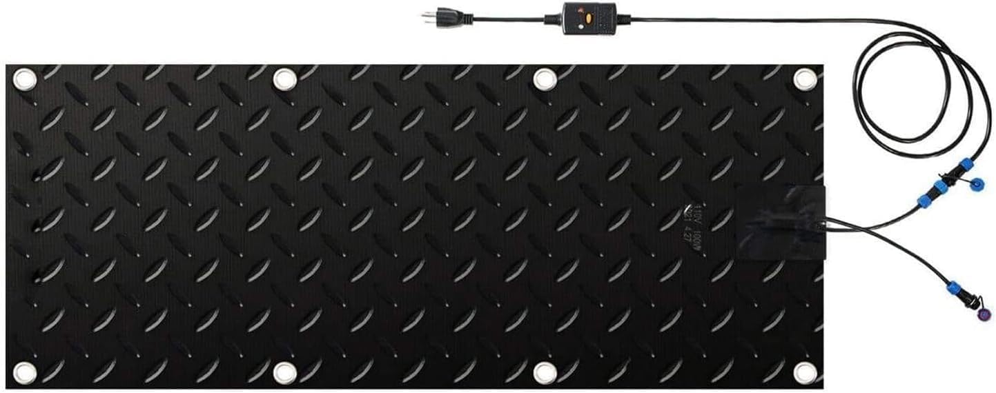 Heated Walkway Snow Melting Mats 12/15.7/20/23.6in Width Outdoor Slip Proof Ice Heated Rubber Mat for Driveway Walkway Decks and Sidewalks Connection with 9.84 ft Power Cord(60x400cm/(20x158in
