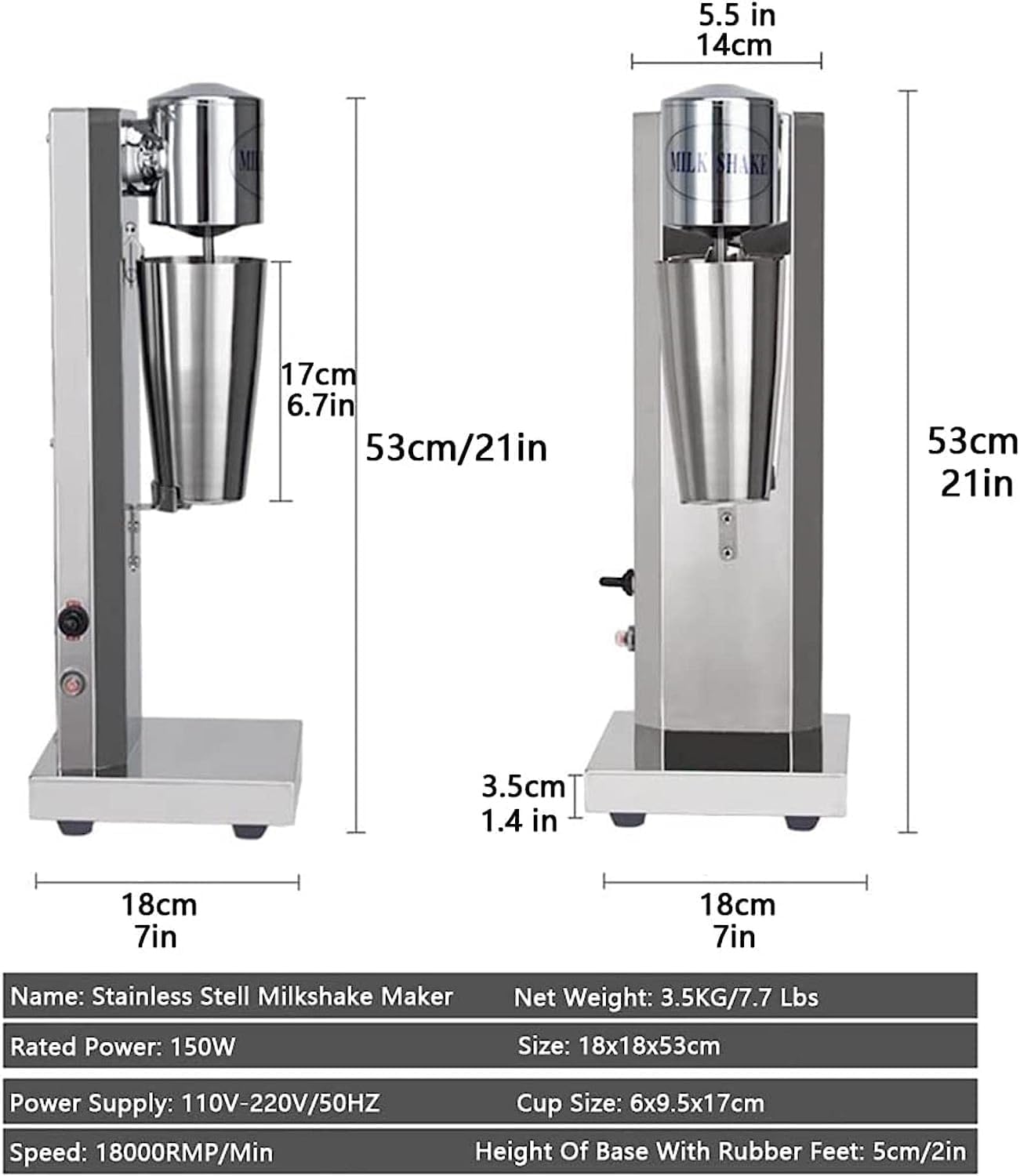 Milkshake Maker,Milkshake Maker, Stainless Steel Smoothie Milk Ice Cream Blender, 800ML Electric Milkshake Maker Machine, Speed Adjustable Drink Mixer