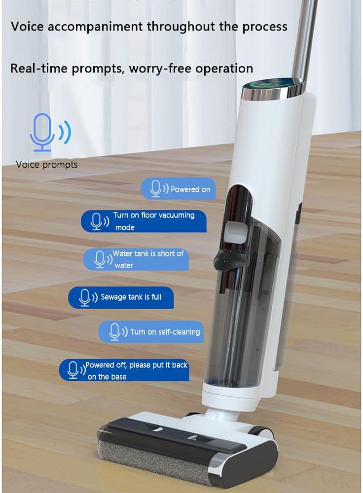 Household Floor Scrubber,Wet and Dry,850ml Clean Water Tank,600ml Sewage Tank,16kpa Suction Washing and Mopping Machine,Cleaning Machine,Suitable for Cleaning Floors,Dust,Oil,Debris,White (Grey )