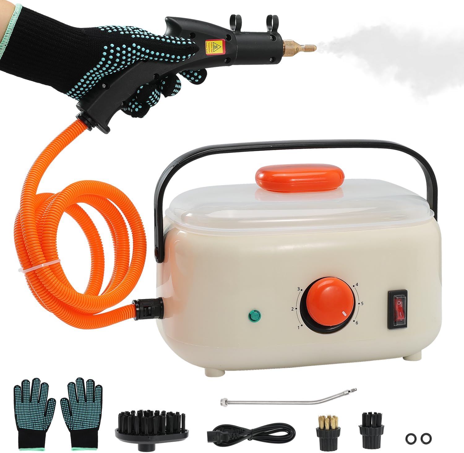 2500W High Pressure Handheld Steamer,1500ml Steam Cleaner for Cleaning,Portable Steam Cleaner for Home Use High-Temperature Steamer Cleaner for Car Detailing, Kitchen, Bathroom,for Home Shower All Surfaces (Cream)