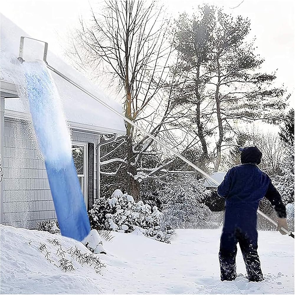 Snow Rake Aluminum Snow Roof Rake Roof Snow Removal Rake Tool,20-Foot with Telescoping Snow Roof Rake,Scratch-Free Great to Remove Snow Leaves Debris,Roof Snow Removal Tool