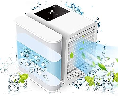 Portable Air Conditioner Fan, 3 In 1 Mini Air Conditioner Water Cooling Fan Touch Screen Timing Artic Cooler Humidifier Bladeless Fan-White