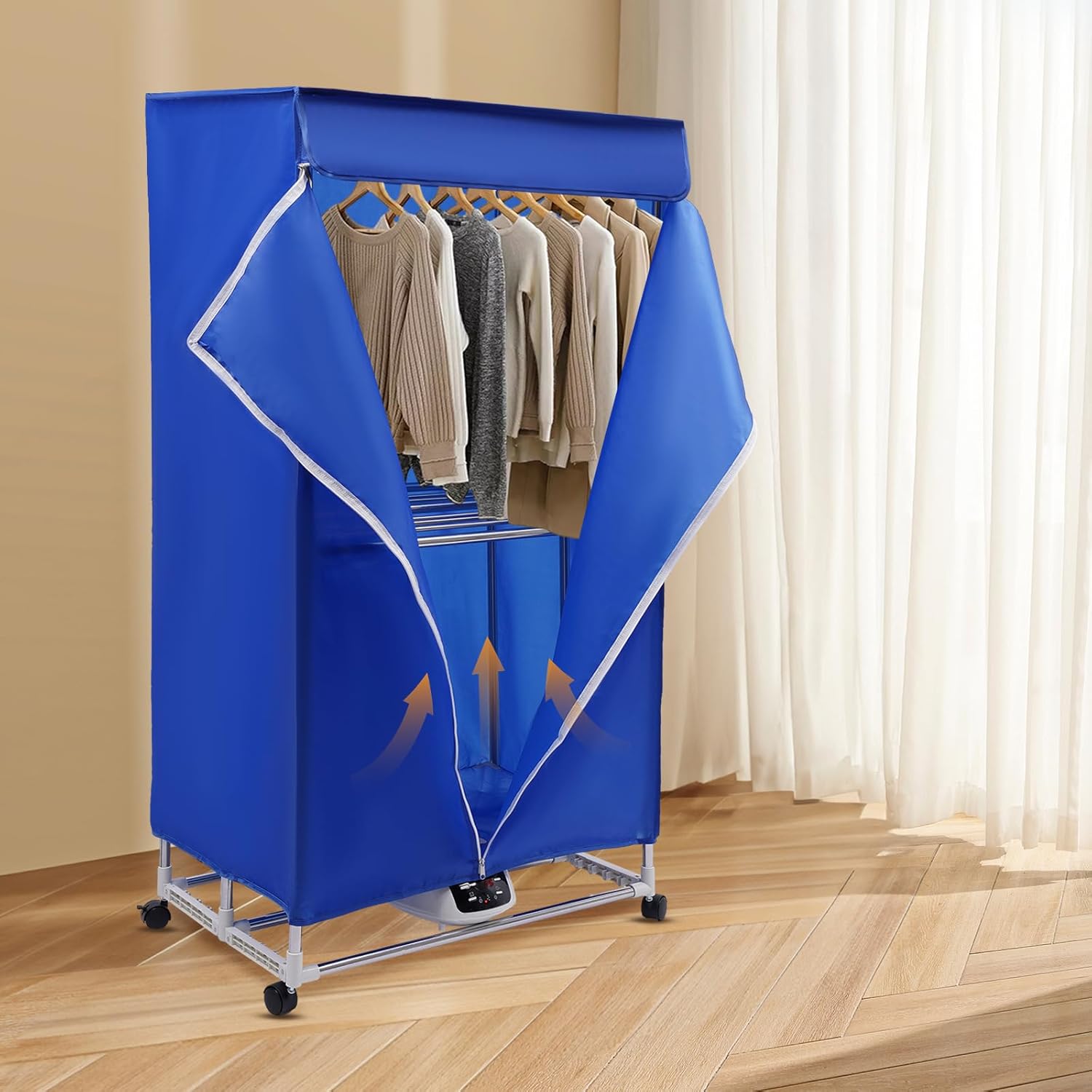 Portable Dryer, 110V Electric Dryer For Clothes Dryer Machine, 2 Tier Foldable Apartment Dryer, Mobile Mini Small Dryer Machine For Apartment, RV, Laundry, Travel (No Remote Control)