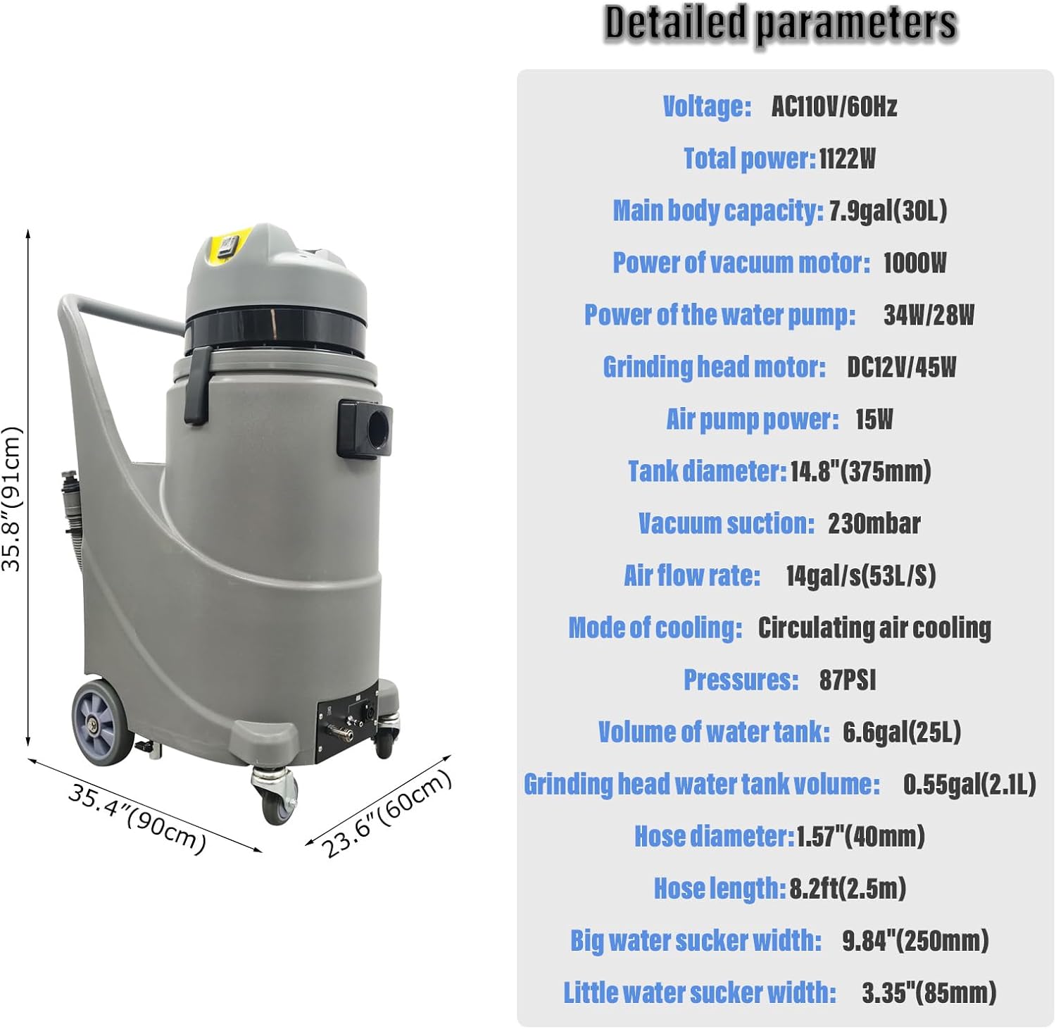 Carpet Extractor Machine 7.9Gal(30L) Carpet Cleaner Sofa Cleane 3 In 1 Cleaning Spraying, Washing and Drying for Families, Schools, Hotels, Banquet Halls 110V