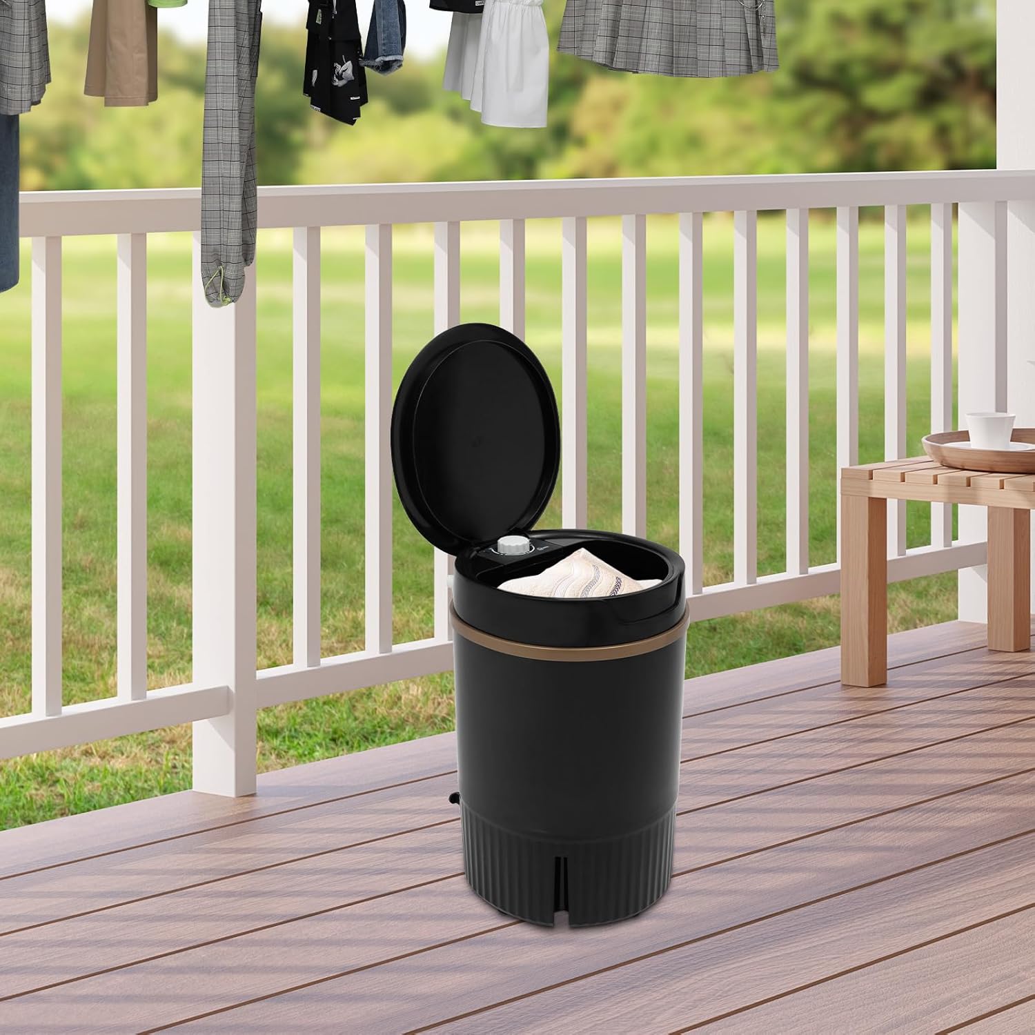 4.5L Portable Washing Machine,260W Mini Semi-automatic Laundry Washer,Single Tub Laundry Washer for Travel,Dorms,Camping (Black)