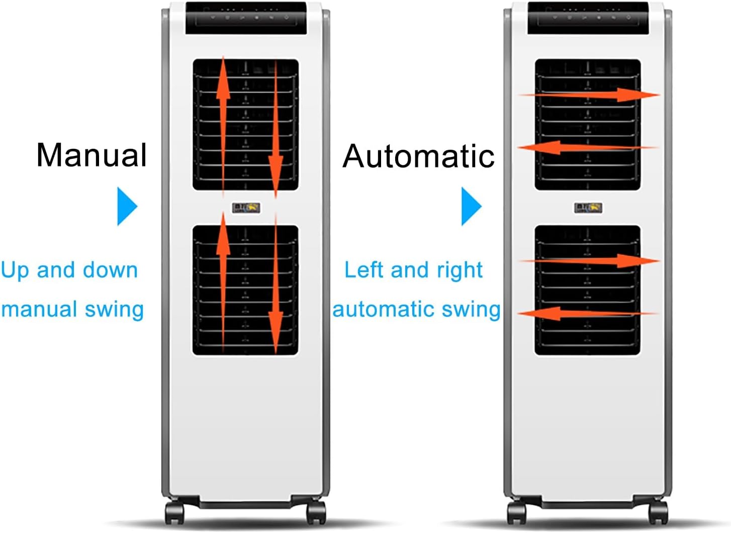 Industrial Air Conditioning Unit Portable Air Cooler, 4 Wheels, 30L Water Tank, 3 in 1 Mobile Air Conditioners, Cooling Fan and Dehumidifier for Home/Office(Large)