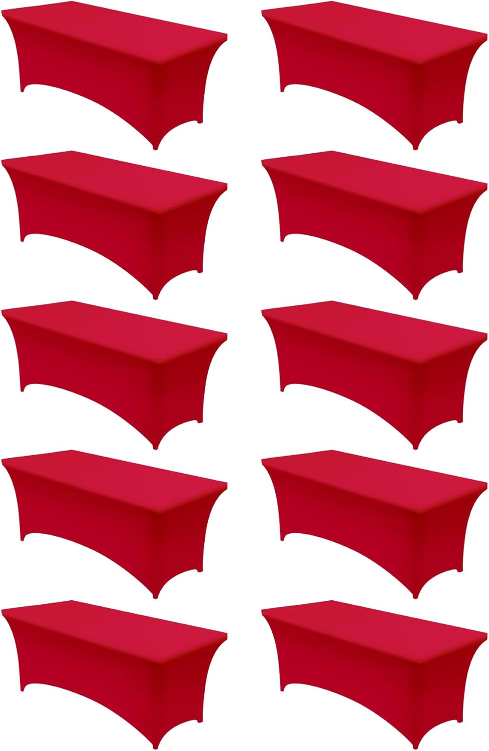 Utopia Kitchen Spandex Tablecloth 10 Pack [6FT, Red] Tight, Fitted, Washable and Wrinkle Resistant Stretch Table Cloth Rectangle Cover for Trade Show, Weddings & Parties [72Lx30Wx30H Inch]