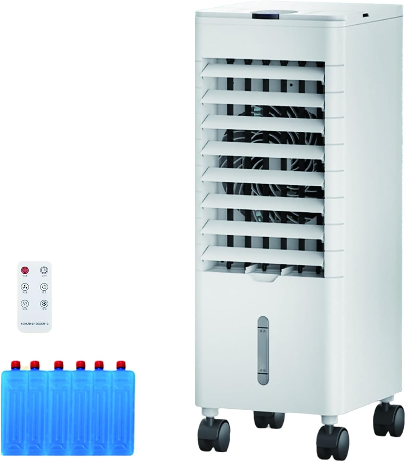 Windowless Air Conditioner for Bedroom, Swamp Cooler Fan & Humidifier with 1Gal Tank, Remote, 6 Ice Packs, 3 Speeds, 3 Modes, 12H Timer, Evaporative Cooler for Indoor