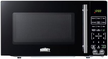 Summit 18” Microwave, 0.7 cu.ft., Compact with USB Ports and Allocator, Black- SM903BSA1