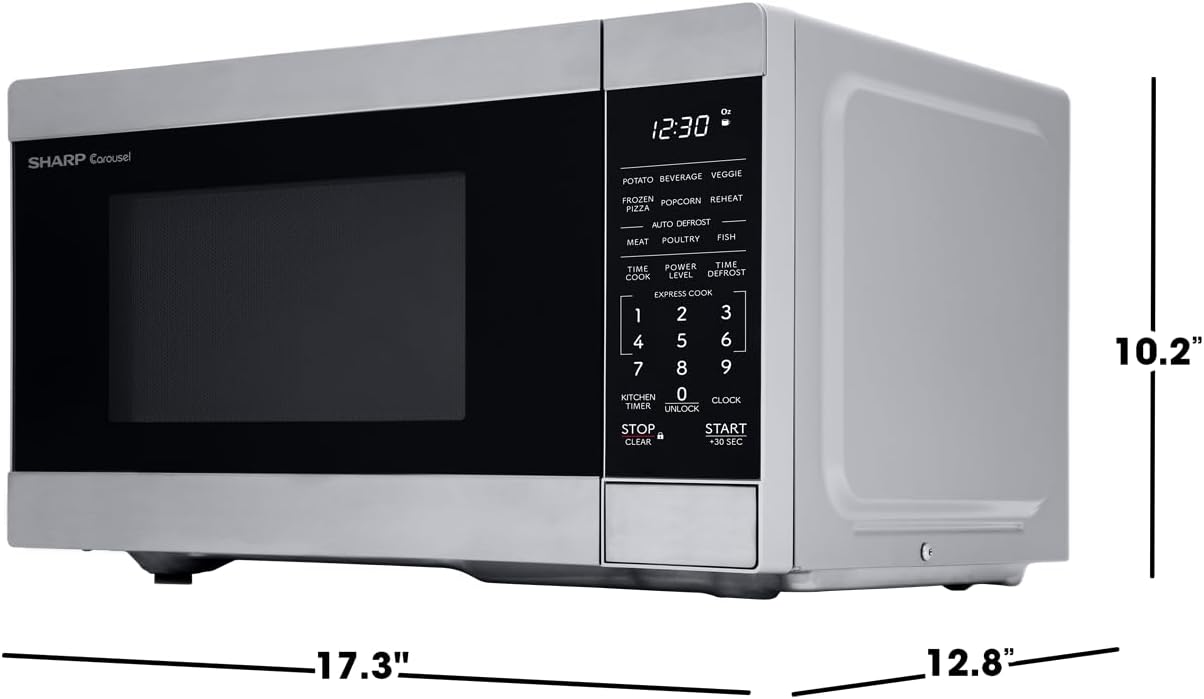 SHARP Compact Countertop Microwave Oven with Removable 10