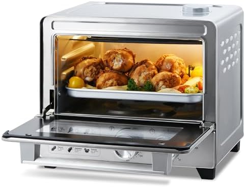13QT Compact 6-in-1 Steam Oven, Stainless Steel Countertop Convection Oven, Fast Preheat, Air Fry, Bake, Roast, Broil, Reheat & Steam, Perfect for Small Contertop