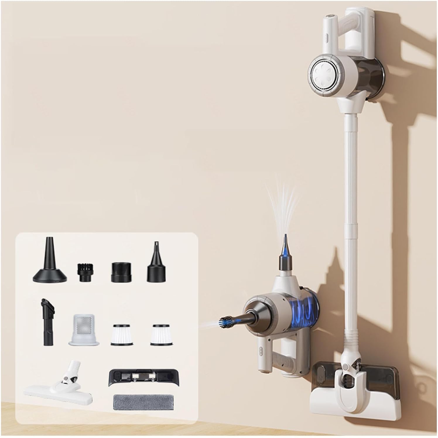 Lightweight and Versatile Cordless Wet Dry Vacuum Cleaner 18Kpa, 35mins Runtime, Rechargeable, Aspiradora Y Trapeador para Piso All in One Stick Vaccum for Kitchen, Bedroom, Living Room,White