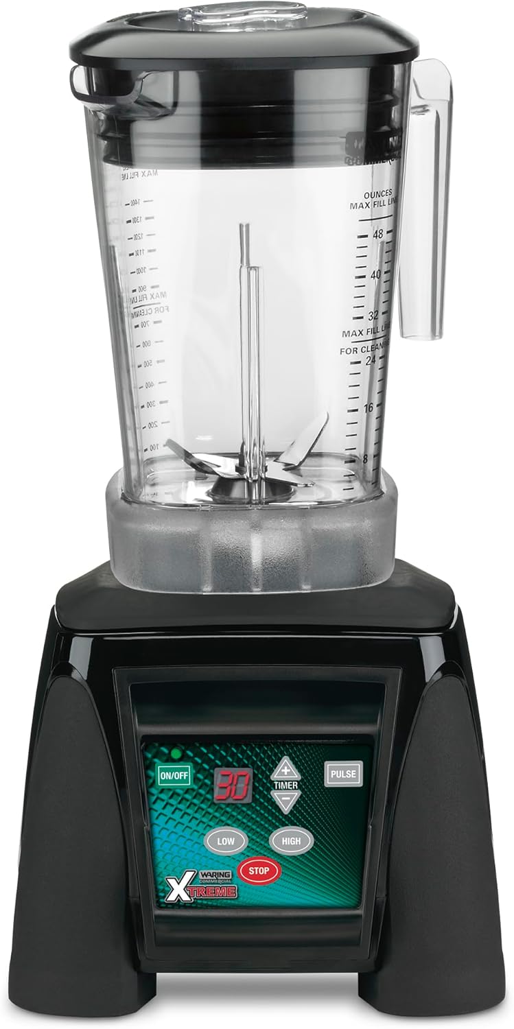Waring Commercial MX1100XTXP 3.5 HP Blender with Electronic Keypad, 30 Second Countdown Timer and 48 oz BPA Free Container, 120V, 5-15 Phase Plug,Black