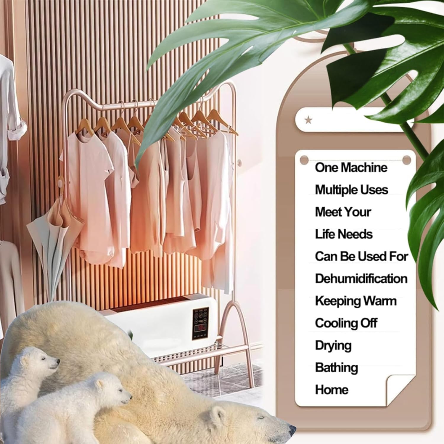 Portable Air Conditioner,Multifunctional Wall Air Conditioner, Super Quiet Fast Cooling/Heating for Room,Mobile Small Air Heater