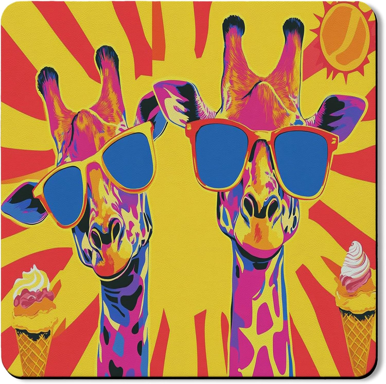 Vibrant Giraffe Washer Dryer Top Protector Mat, Colorful Pop Art Laundry Machine Dust Covers, Fun Summer Rubber Anti-slip Waterproof Mats for Laundry Room 24x24 Inch