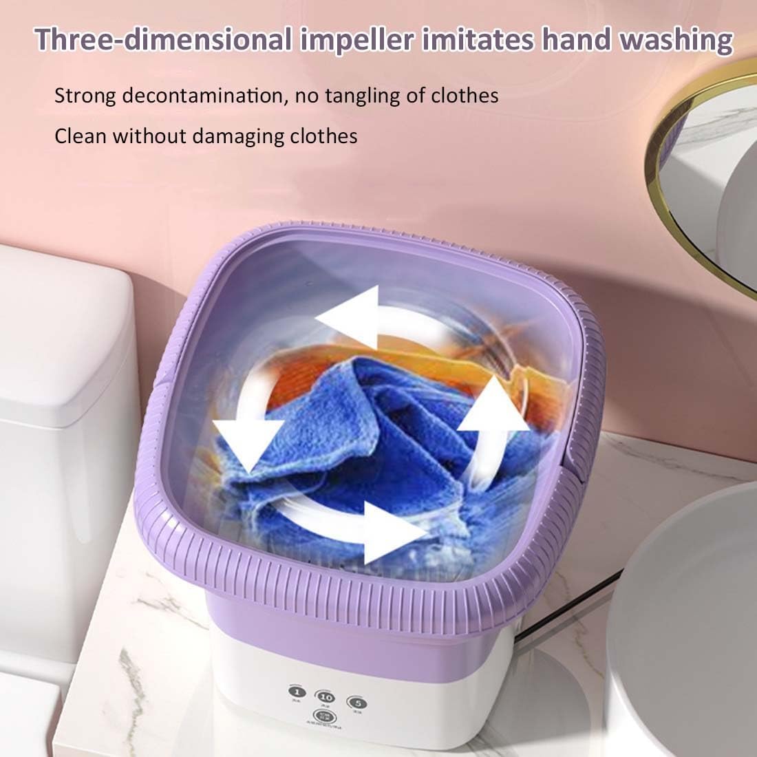 Foldable Washing Machine Mini Electric Spinner Small Cloth Washer Portable Washing Machine for Travel Apartment RV Camping Baby Clothes Socks Underwears