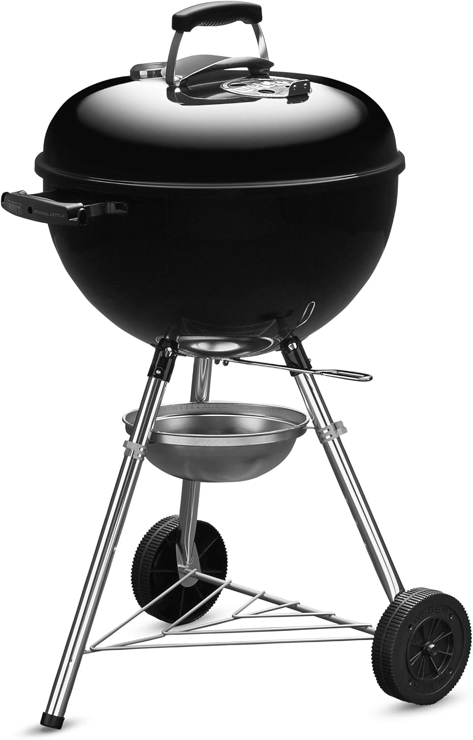 Weber 1241308 Barbecue Stove Diameter 18.5 inches (47 cm), Original Kettle, Charcoal Camping for 6-8 People, Thermometer Included, 1241308, Black, 18.5 inches (47 cm)