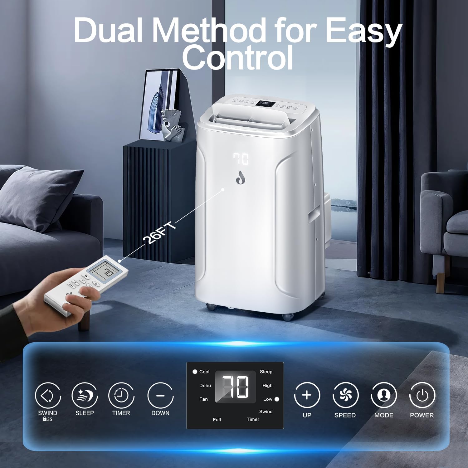 12,000 BTU Portable Air Conditioners Cools up to 550 Sq.Ft 4-in-1 Poratble Ac Units for Room with Cooling Dehumidifier Fan Sleep Mode 24h Timer Remote Control and Window Installation Kit Included