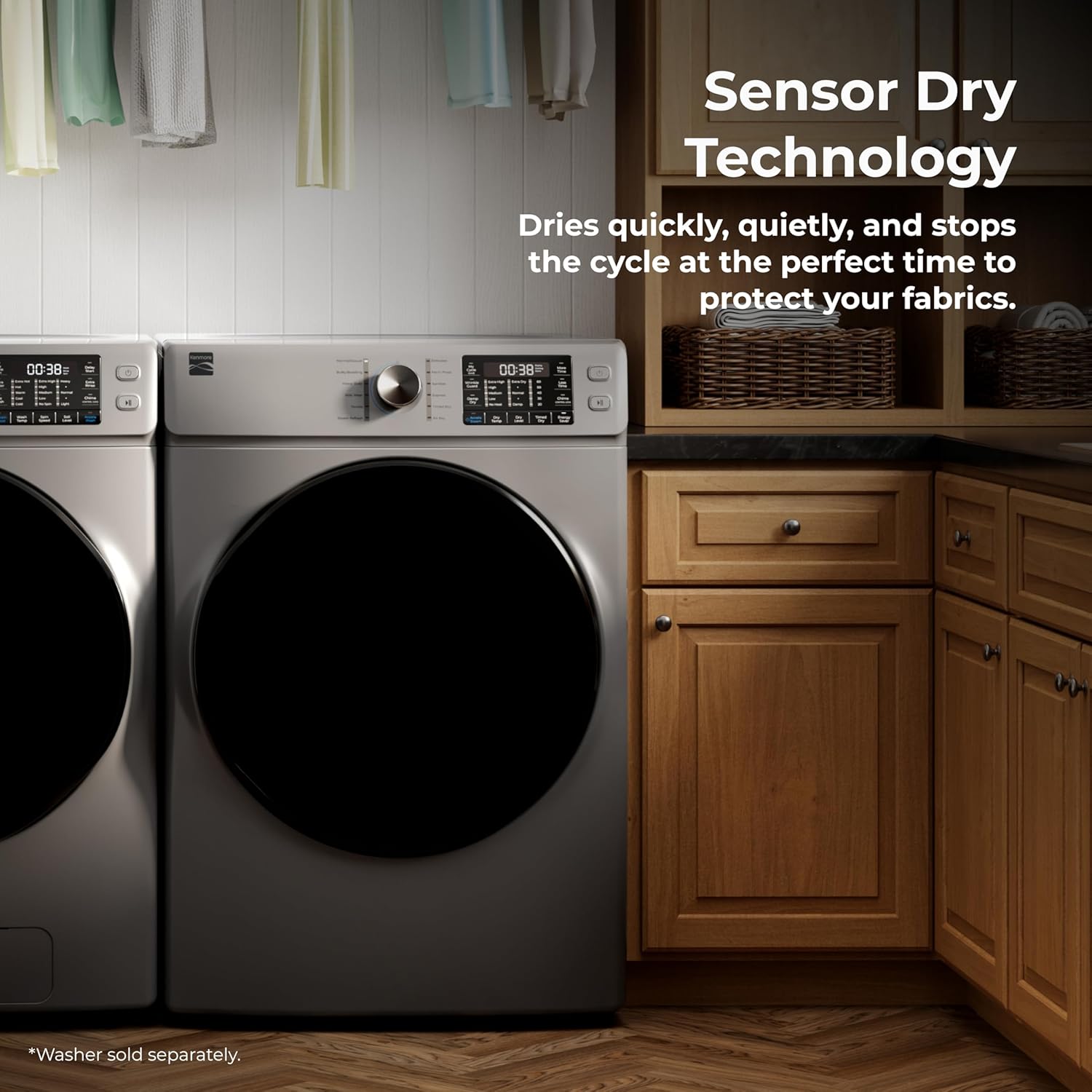 Kenmore 8.0 cu. ft. Front Load Electric Dryer with Wrinkle Guard & Accela Steam to Reduce Wrinkles, Static & Odors - Smart Sensor Drying - LED - ENERGY STAR Certified - Metallic Silver