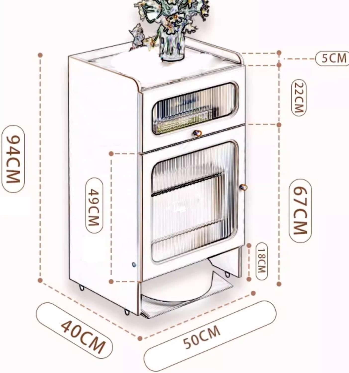 Storage Cabinet Movable Robot Vacuum Cabinet Solid Wood Particle Board and Glass Material with Wheels Hotel Apartment Sweeping Robot Organizer Shelf 3 Colors(Natural)