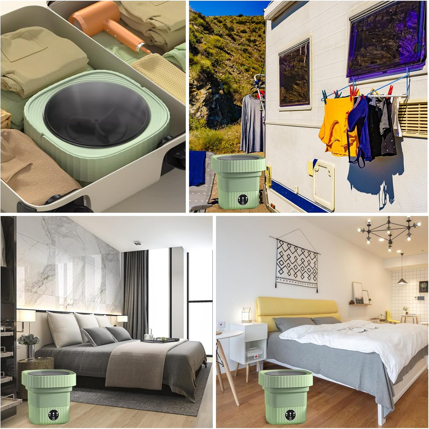 Portable Washer Machine 10 Liters Small Washing Machine Folding Mini Laundry Machine Small Clothes Compact Portable Washing Machine With Spin, 3 Modes Green Washer Portable Washing Machine for Dorm Rv